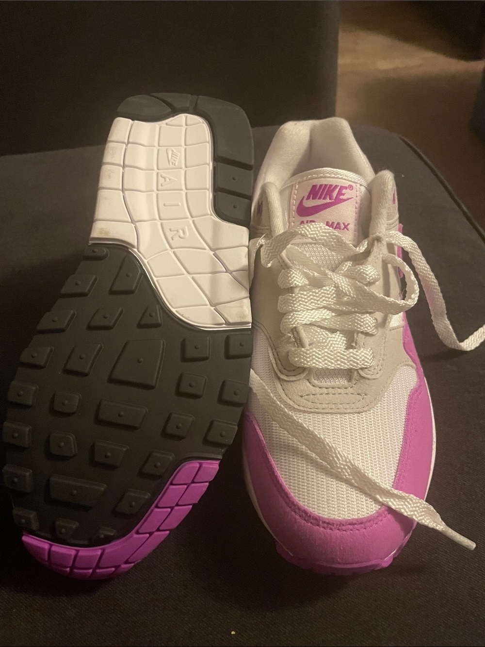 Nike Women's White and Purple-Pink Air Max Sneakers